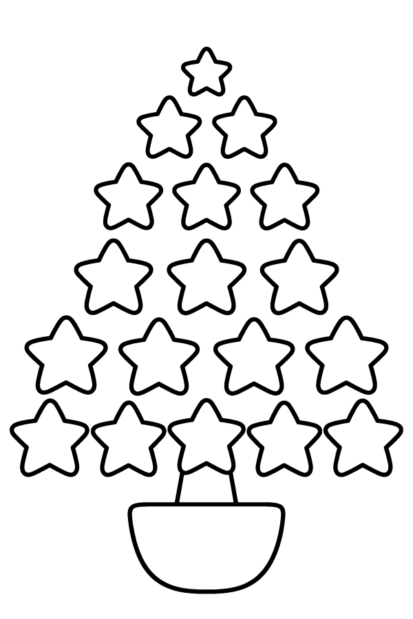 Albero di Natale da colorare: un albero di Natale fatto di stelle