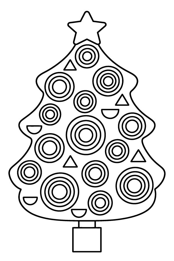 Albero di Natale da colorare: un albero di Natale d'autore fatto di cerchi concentrici