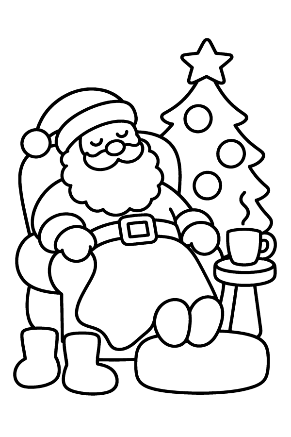 Babbo Natale da colorare: Babbo Natale fa un pisolino in poltrona