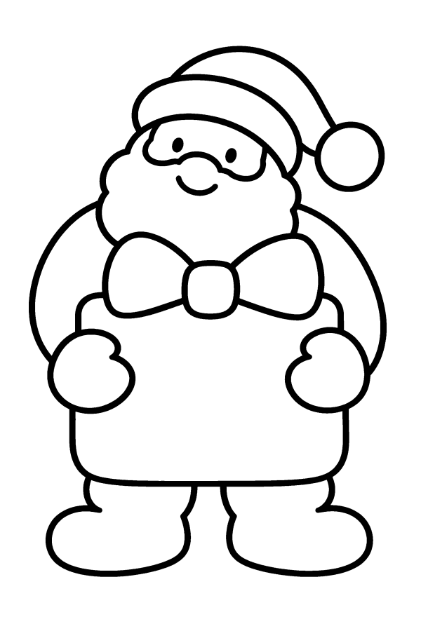 Babbo Natale da colorare: Babbo Natale abbraccia un regalo gigante
