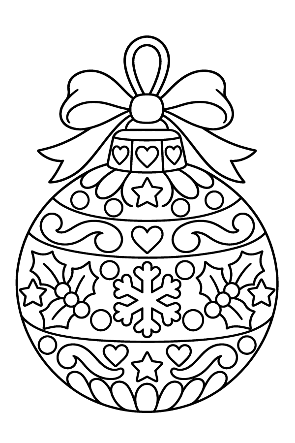 Palline di Natale da colorare: una grande pallina di Natale con decorazioni a mandala