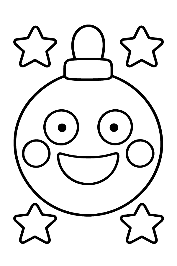 Palline di Natale da colorare: una pallina di Natale sorridente