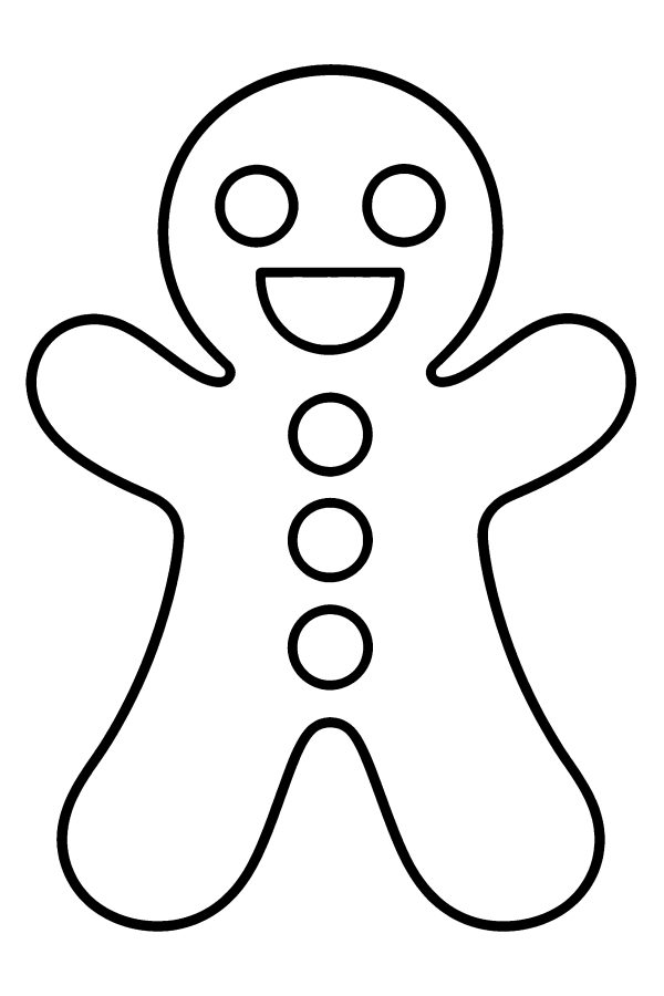 クリスマスの塗り絵：大きなジンジャーブレッドマン