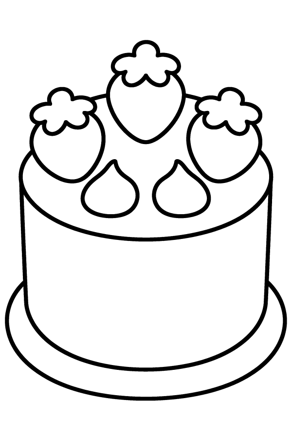 クリスマスの塗り絵：いちごのショートケーキ