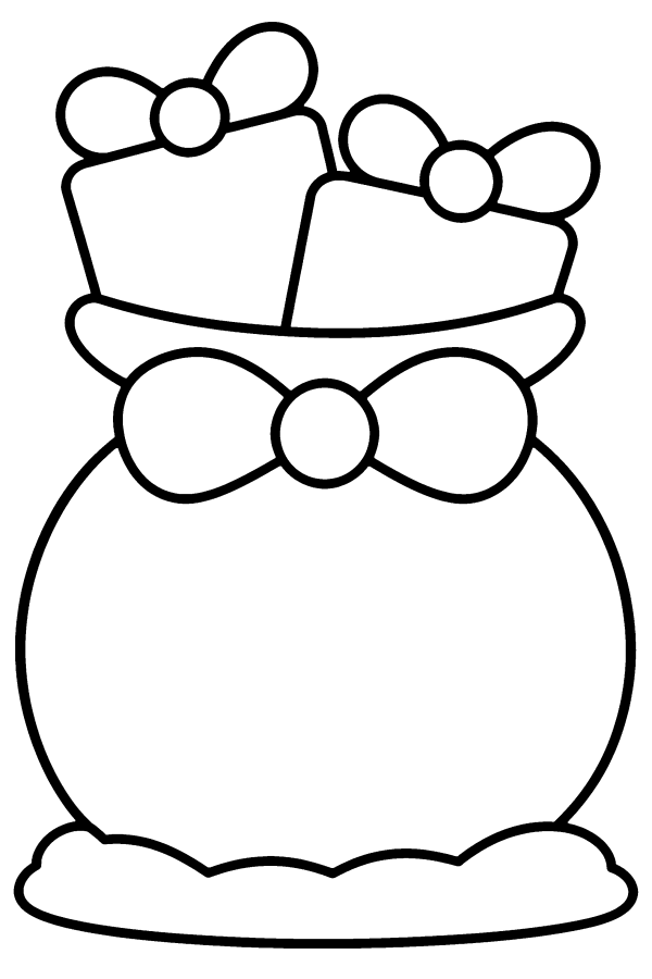 クリスマスの塗り絵：プレゼントがいっぱいのサンタの袋