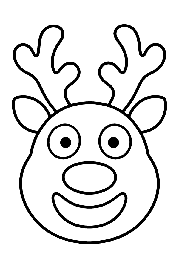 クリスマスの塗り絵：大きなトナカイの顔