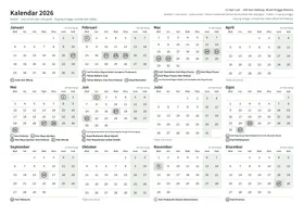 Halaman pertama kalendar tahunan, A4 landskap (A4 landskap · 1 halaman · kira-kira 78 KB)