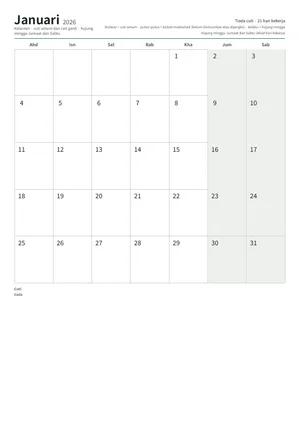 Halaman pertama kalendar bulanan, A4 (12 halaman) (A4 potret · 12 halaman · kira-kira 109 KB)