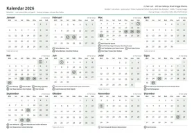 Halaman pertama kalendar tahunan, A4 landskap (A4 landskap · 1 halaman · kira-kira 78 KB)