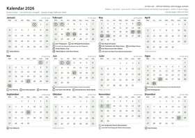 Halaman pertama kalendar tahunan, A4 landskap (A4 landskap · 1 halaman · kira-kira 87 KB)