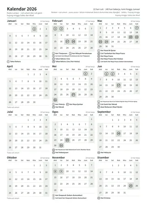Halaman pertama kalendar tahunan, A4 potret (A4 potret · 1 halaman · kira-kira 86 KB)