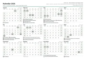 Halaman pertama kalendar tahunan, A4 landskap (A4 landskap · 1 halaman · kira-kira 91 KB)