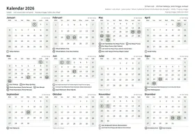 Halaman pertama kalendar tahunan, A4 landskap (A4 landskap · 1 halaman · kira-kira 91 KB)