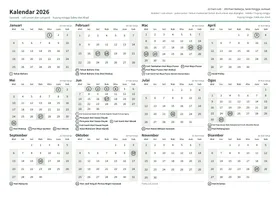 Halaman pertama kalendar tahunan, A4 landskap (A4 landskap · 1 halaman · kira-kira 80 KB)