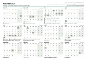 Halaman pertama kalendar tahunan, A4 landskap (A4 landskap · 1 halaman · kira-kira 80 KB)