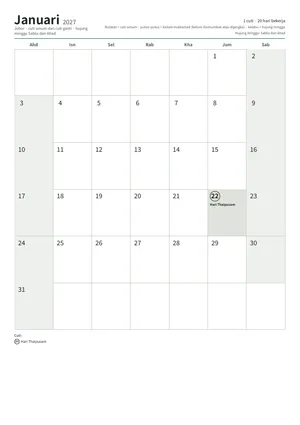 Halaman pertama kalendar bulanan, A4 (12 halaman) (A4 potret · 12 halaman · kira-kira 135 KB)