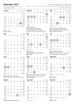Halaman pertama kalendar tahunan, A4 potret (A4 potret · 1 halaman · kira-kira 104 KB)