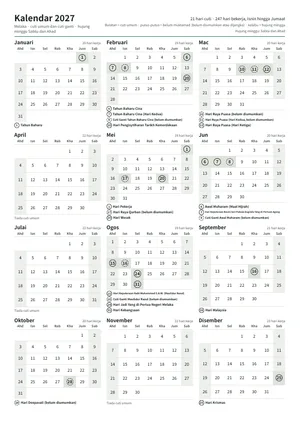 Halaman pertama kalendar tahunan, A4 potret (A4 potret · 1 halaman · kira-kira 98 KB)