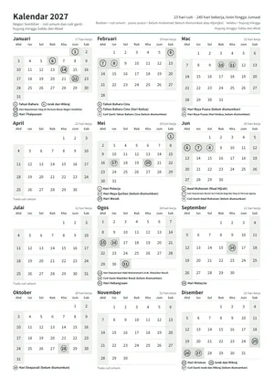 Halaman pertama kalendar tahunan, A4 potret (A4 potret · 1 halaman · kira-kira 104 KB)
