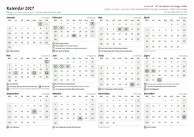 Halaman pertama kalendar tahunan, A4 landskap (A4 landskap · 1 halaman · kira-kira 97 KB)