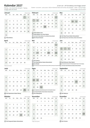 Halaman pertama kalendar tahunan, A4 potret (A4 potret · 1 halaman · kira-kira 98 KB)