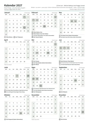 Halaman pertama kalendar tahunan, A4 potret (A4 potret · 1 halaman · kira-kira 100 KB)