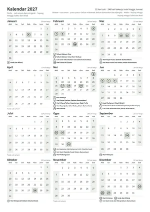 Halaman pertama kalendar tahunan, A4 potret (A4 potret · 1 halaman · kira-kira 104 KB)
