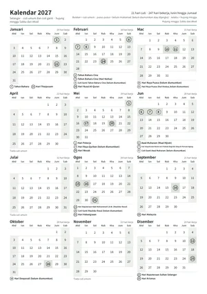 Halaman pertama kalendar tahunan, A4 potret (A4 potret · 1 halaman · kira-kira 98 KB)