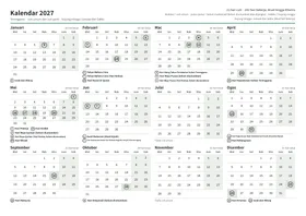 Halaman pertama kalendar tahunan, A4 landskap (A4 landskap · 1 halaman · kira-kira 91 KB)
