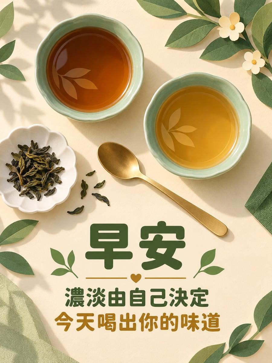 泡出自己的味道。圖中文字：早安，濃淡由自己決定，今天喝出你的味道