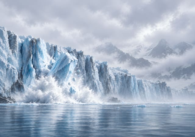 Glaciar que se desprende en el fiordo, fondo de pantalla iPhone Duo para la pantalla interior, sin texto