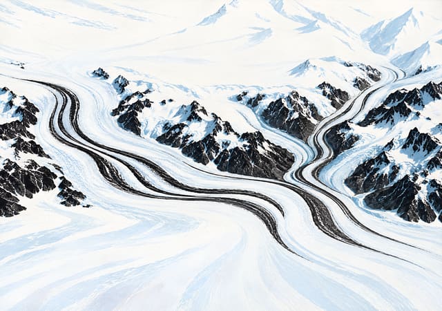 Franjas de morrena sobre un glaciar, fondo de pantalla iPhone Duo para la pantalla interior, sin texto