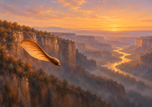Semilla de arce sobre un cañón dorado, fondo de pantalla iPhone Duo para la pantalla interior, sin texto