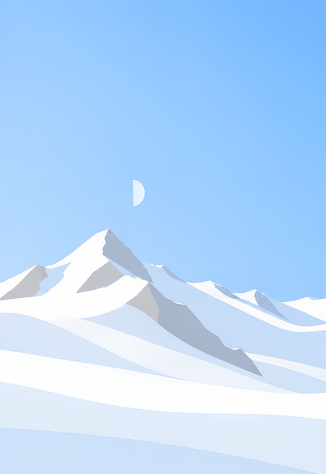 Media luna de día sobre picos nevados, fondo de pantalla iPhone Duo para la pantalla exterior, sin texto