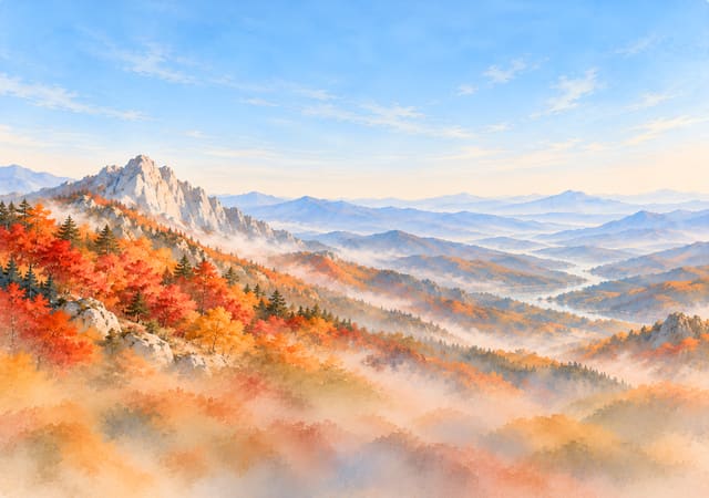 楓紅山稜，iPhone Duo 內螢幕桌布，圖上沒有文字