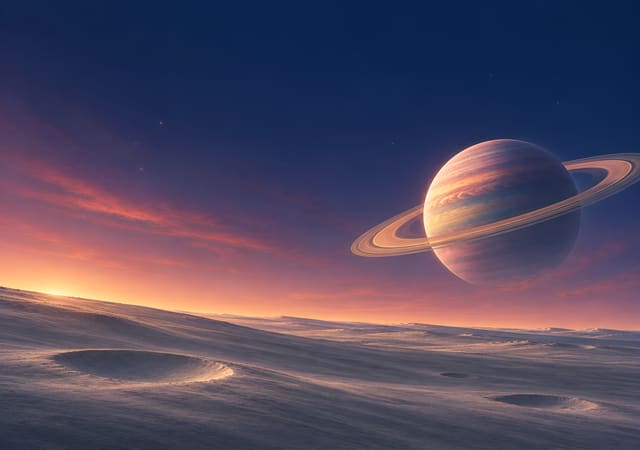 行星環與月面，iPhone Duo 內螢幕桌布，圖上沒有文字
