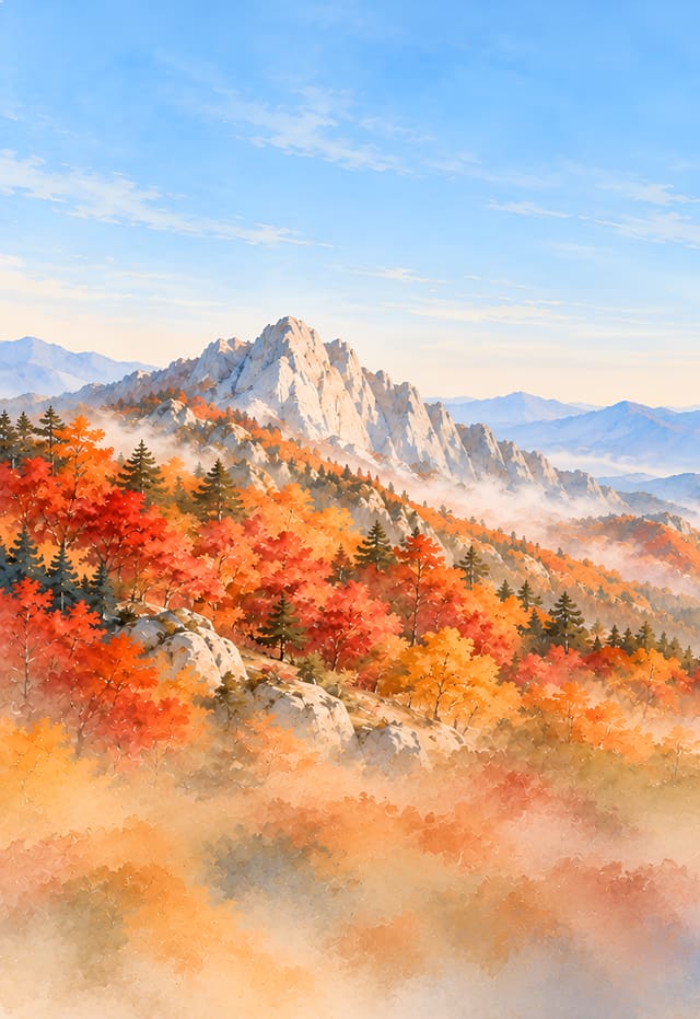 楓紅山稜，iPhone Duo 外螢幕桌布，圖上沒有文字