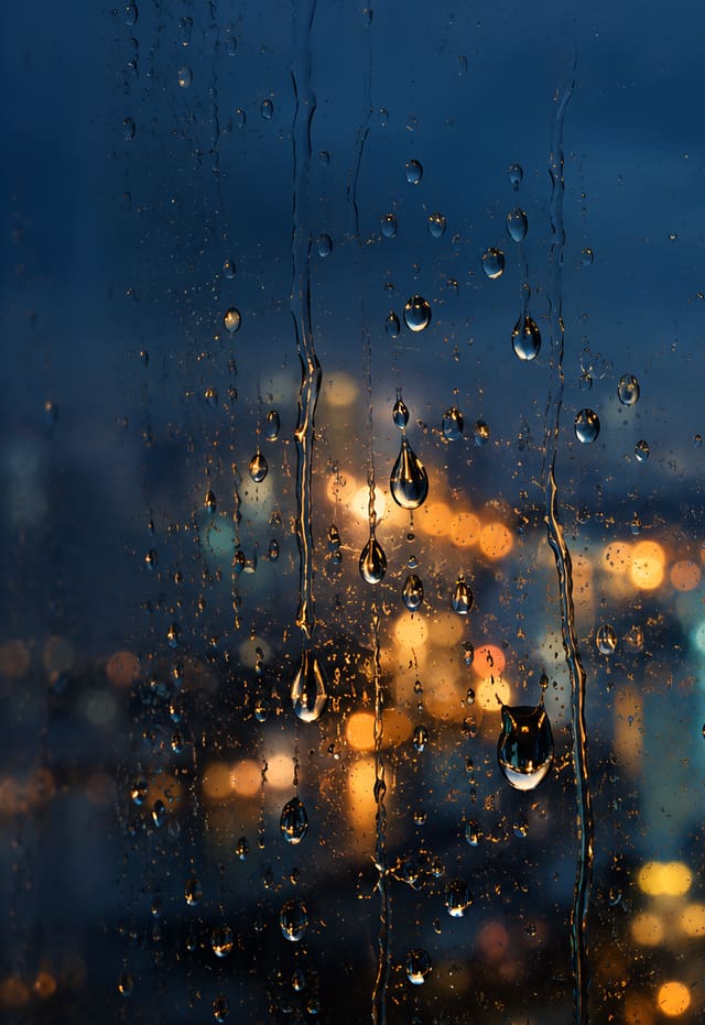 雨窗與城市光點，iPhone Duo 外螢幕桌布，圖上沒有文字