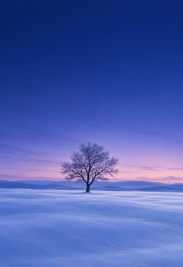 雪原孤樹，iPhone Duo 外螢幕桌布，圖上沒有文字
