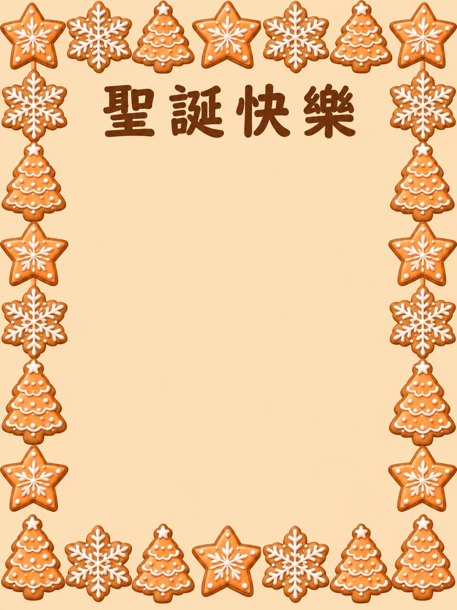 糖霜餅乾邊框。圖中文字：聖誕快樂