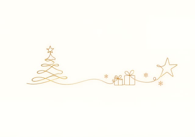 金の一筆書きのクリスマスツリー（iPhone Duo の内側の画面用壁紙、文字なし）