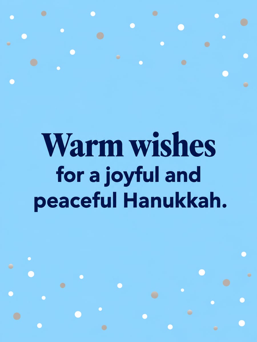 Hanukkah greeting image: starlight pattern, blue and silver. It says “Warm wishes” and “for a joyful and peaceful Hanukkah.”
