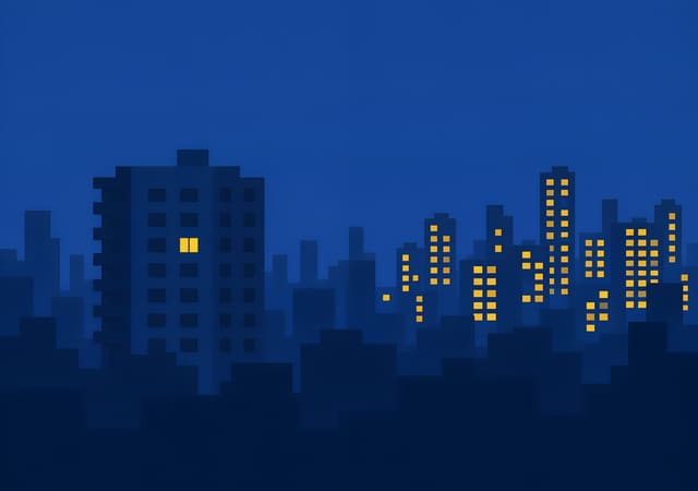 Lampu jendela kota satu per satu, wallpaper iPhone Duo layar dalam, tanpa teks