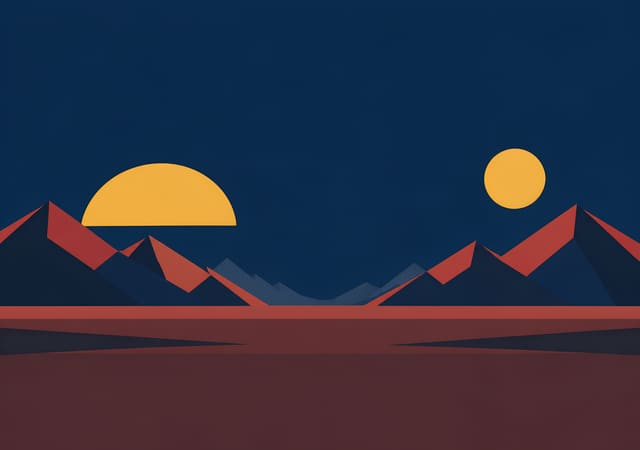 Matahari, bulan, dan gunung geometris, wallpaper iPhone Duo layar dalam, tanpa teks