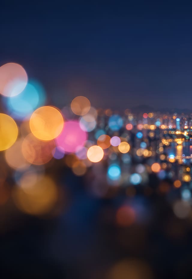 Bokeh que enfoca la ciudad, fondo de pantalla iPhone Duo para la pantalla exterior, sin texto