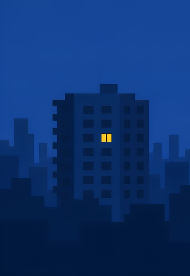 Lampu jendela kota satu per satu, wallpaper iPhone Duo layar luar, tanpa teks