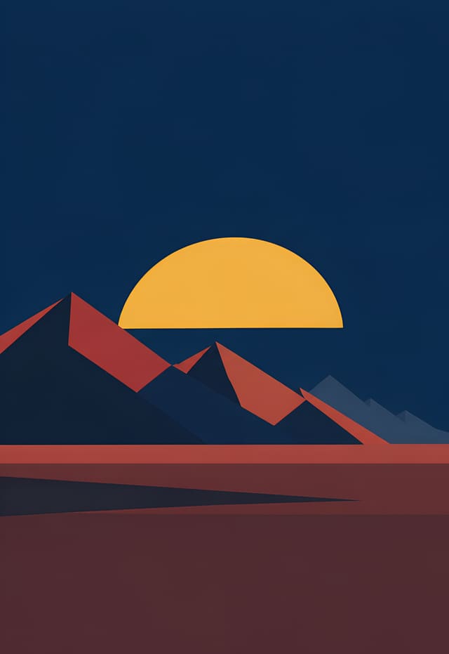 Matahari, bulan, dan gunung geometris, wallpaper iPhone Duo layar luar, tanpa teks