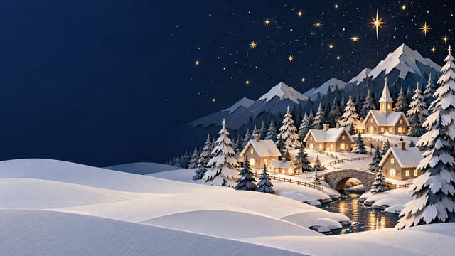剪紙雪村聖誕電腦桌布，圖上沒有文字