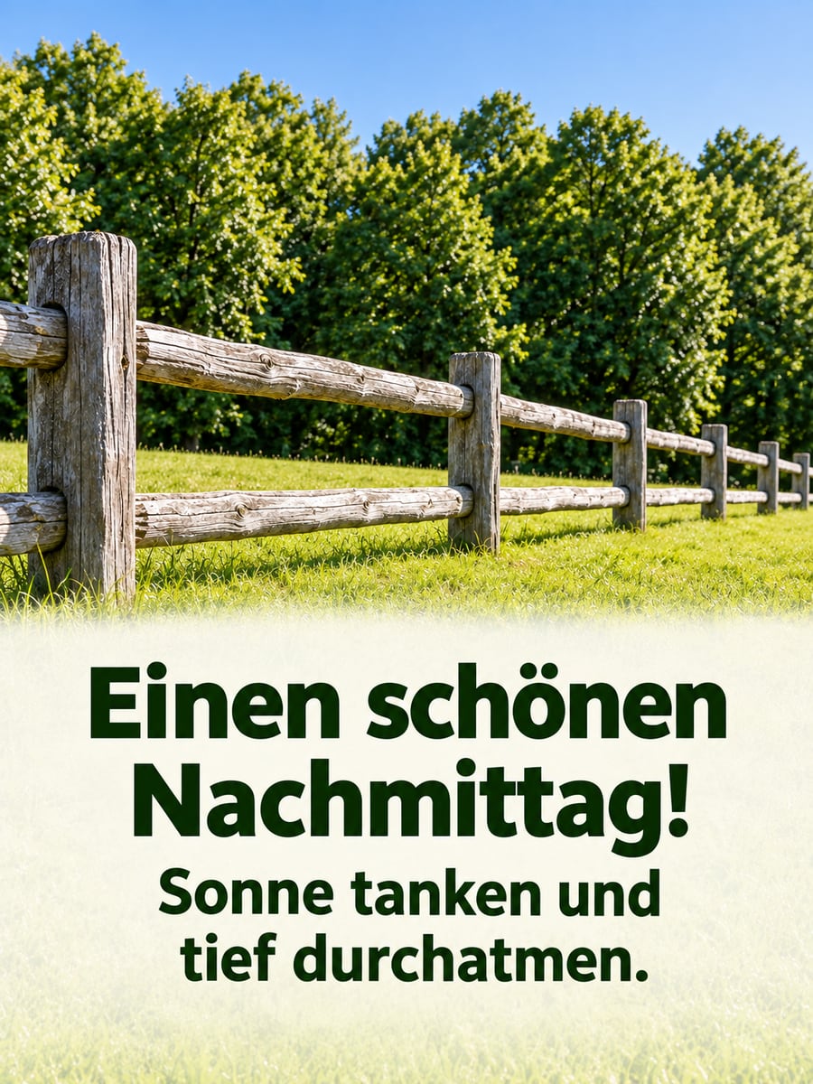 Schönen Nachmittag: alter Holzzaun auf einer sonnigen Weide vor einer Reihe grüner Linden