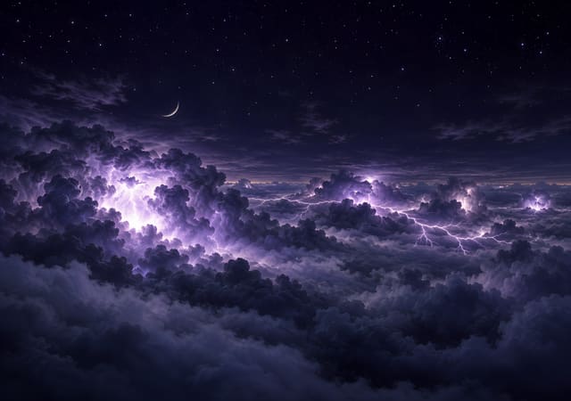 閃電照亮的雲海，iPhone Duo 內螢幕桌布，圖上沒有文字